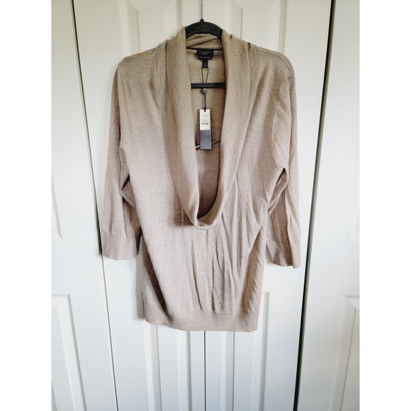 Talbots XL Cowl Neck‎ Merino Wool Sweater Ecru NWT *Defect-Hole In Back* - Picture 1 of 9